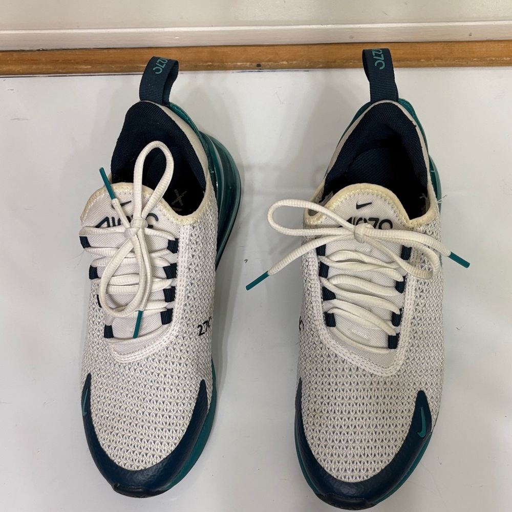 Nike White and Teal Air Max 270 Sneakers - Picture 3 of 10